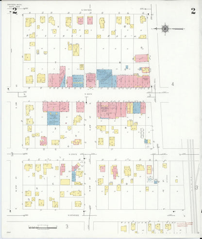 Sanborn Fire Insurance Map from Davison, Genesee County, Michigan (1939), Sheet #0002 - Historic Sanborn Fire Insurance Map Print, vintage old map wall art, antique decor, genealogy gift, Michigan Michigan map
