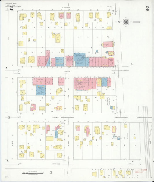 Sanborn Fire Insurance Map from Davison, Genesee County, Michigan (1939), Sheet #0002 - Historic Sanborn Fire Insurance Map Print, vintage old map wall art, antique decor, genealogy gift, Michigan Michigan map