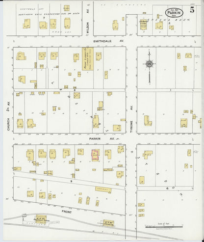 Sanborn Fire Insurance Map from Parkin, Cross County, Arkansas (1921), Sheet #0005 - Complete Map Set gallery image, historic Sanborn map, vintage wall art, Arkansas Arkansas