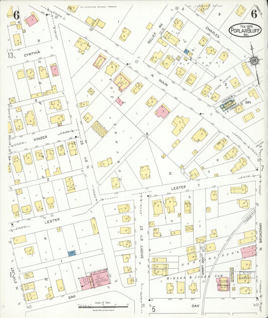 Sanborn Fire Insurance Map from Poplar Bluff, Butler County, Missouri (1924), Sheet #0006 - Historic Sanborn Fire Insurance Map Print, vintage old map wall art, antique decor, genealogy gift, Missouri Missouri map