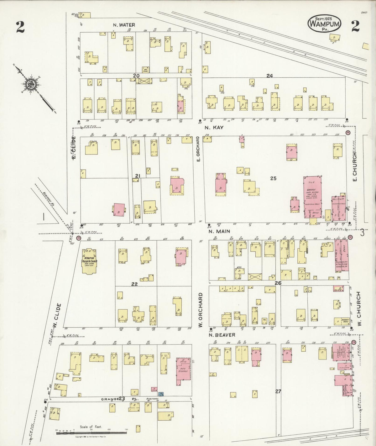 Sanborn Fire Insurance Map from Wampum, Lawrence County, Pennsylvania (1925), Sheet #0002 - Historic Sanborn Fire Insurance Map Print, vintage old map wall art, antique decor, genealogy gift, Pennsylvania Pennsylvania map