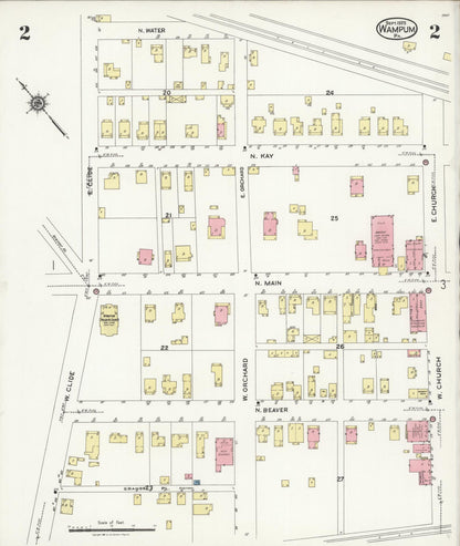 Sanborn Fire Insurance Map from Wampum, Lawrence County, Pennsylvania (1925), Sheet #0002 - Historic Sanborn Fire Insurance Map Print, vintage old map wall art, antique decor, genealogy gift, Pennsylvania Pennsylvania map