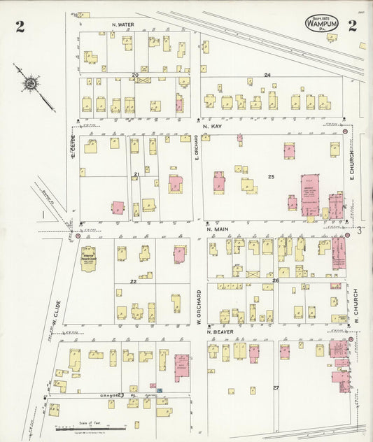 Sanborn Fire Insurance Map from Wampum, Lawrence County, Pennsylvania (1925), Sheet #0002 - Historic Sanborn Fire Insurance Map Print, vintage old map wall art, antique decor, genealogy gift, Pennsylvania Pennsylvania map