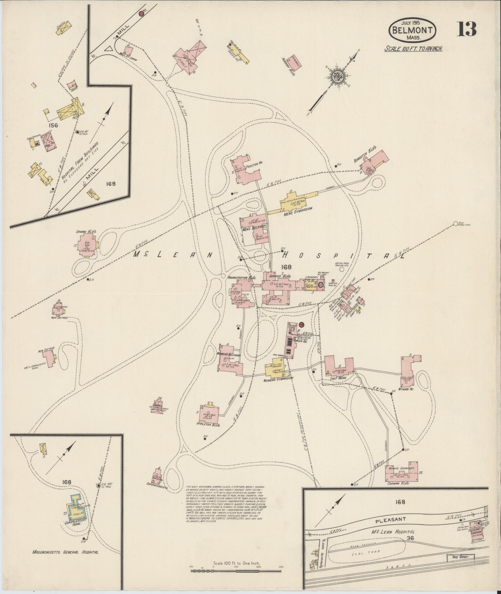 Sanborn Fire Insurance Map from Belmont, Middlesex County, Massachusetts (1915), Sheet #0013 - Complete Map Set gallery image, historic Sanborn map, vintage wall art, Massachusetts Massachusetts