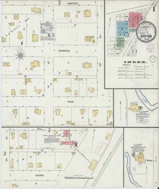 Sanborn Fire Insurance Map from Garland, Dallas County, Texas (1901), Sheet #0001 - Complete Map Set gallery image, historic Sanborn map, vintage wall art, Texas Texas