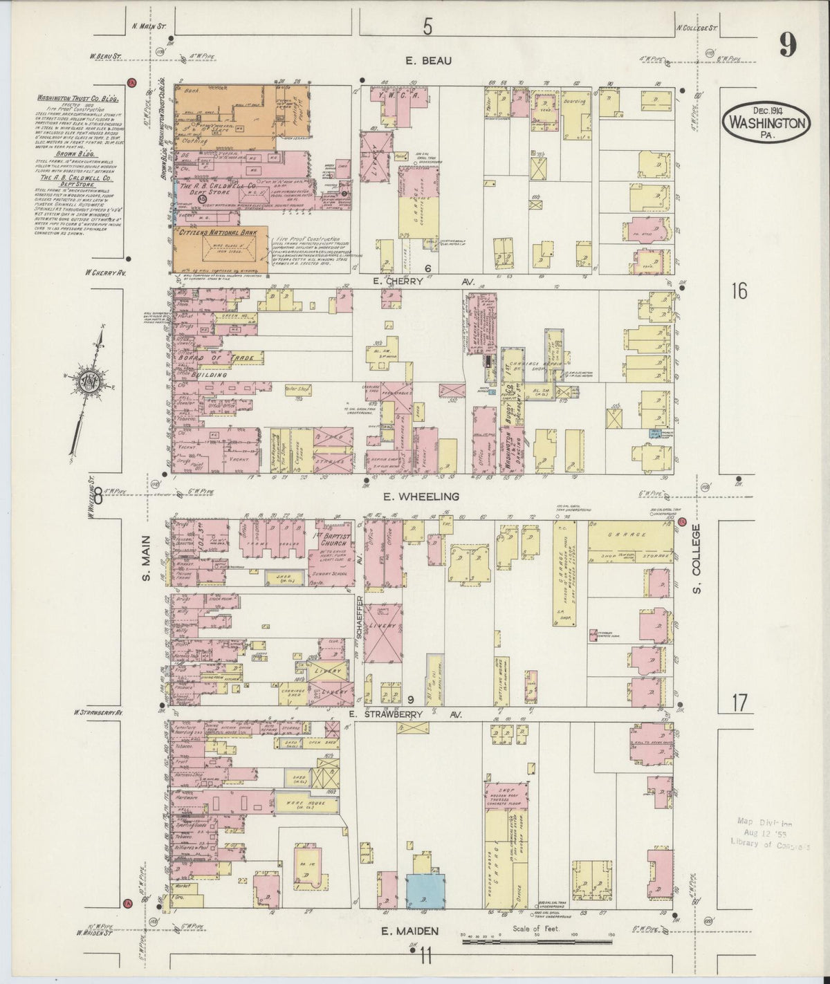 Sanborn Fire Insurance Map from Washington, Washington County, Pennsylvania (1914), Sheet #0009 - Complete Map Set gallery image, historic Sanborn map, vintage wall art, Sanborn Fire Insurance Map from Washington Washington