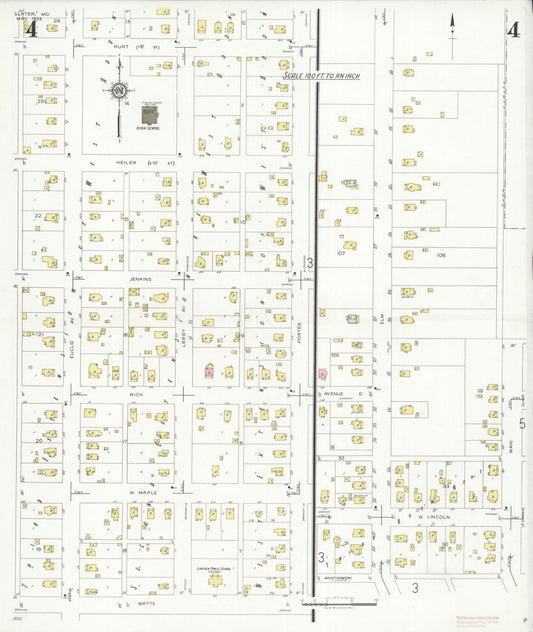 Sanborn Fire Insurance Map from Slater, Saline County, Missouri (1933), Sheet #0004 - Historic Sanborn Fire Insurance Map Print, vintage old map wall art, antique decor, genealogy gift, Missouri Missouri map