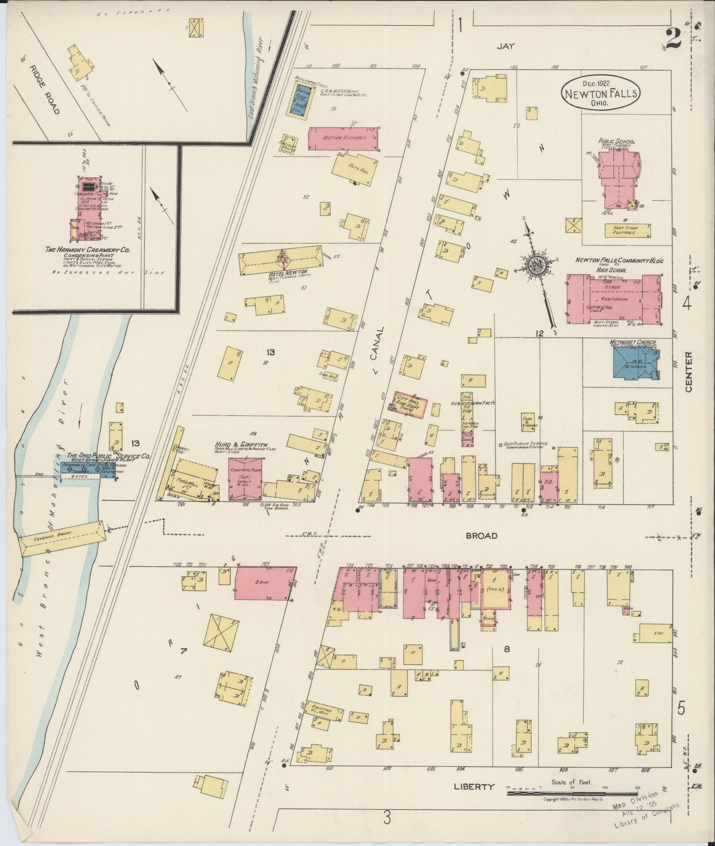 Sanborn Fire Insurance Map from Newton Falls, Trumbull County, Ohio (1922), Sheet #0002 - Historic Sanborn Fire Insurance Map Print, vintage old map wall art, antique decor, genealogy gift, Ohio Ohio map