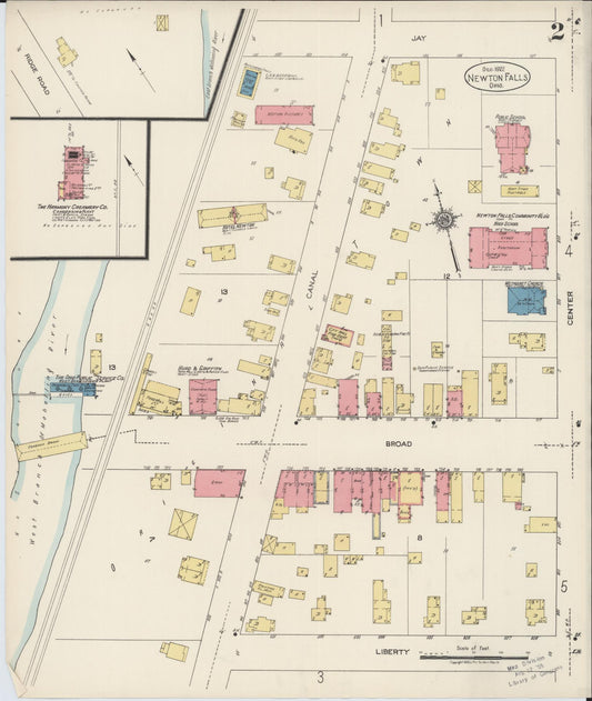 Sanborn Fire Insurance Map from Newton Falls, Trumbull County, Ohio (1922), Sheet #0002 - Historic Sanborn Fire Insurance Map Print, vintage old map wall art, antique decor, genealogy gift, Ohio Ohio map