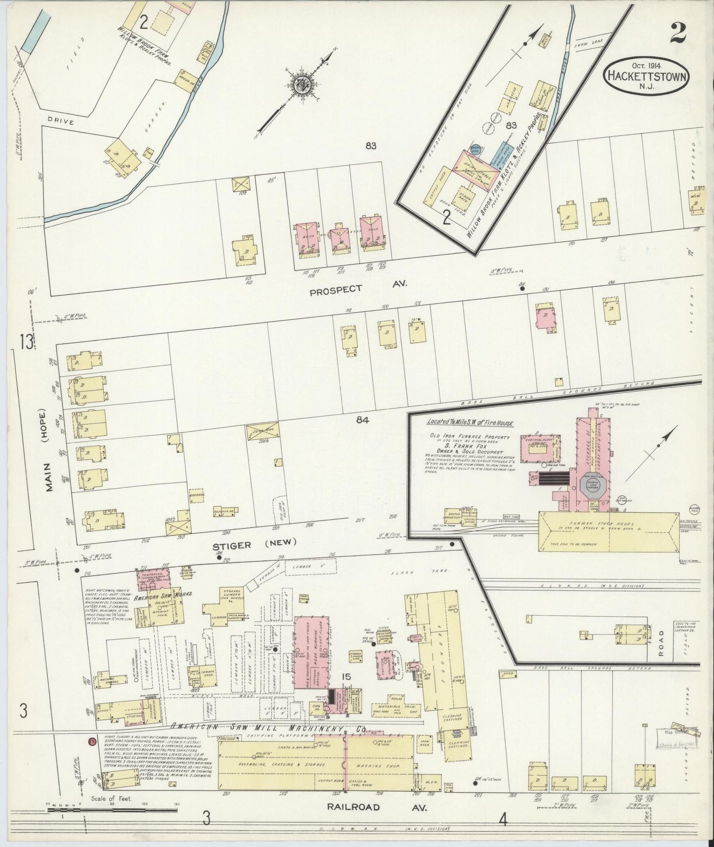 Sanborn Fire Insurance Map from Hackettstown, Warren County, New Jersey (1914), Sheet #0002 - Complete Map Set gallery image, historic Sanborn map, vintage wall art, New Jersey New Jersey