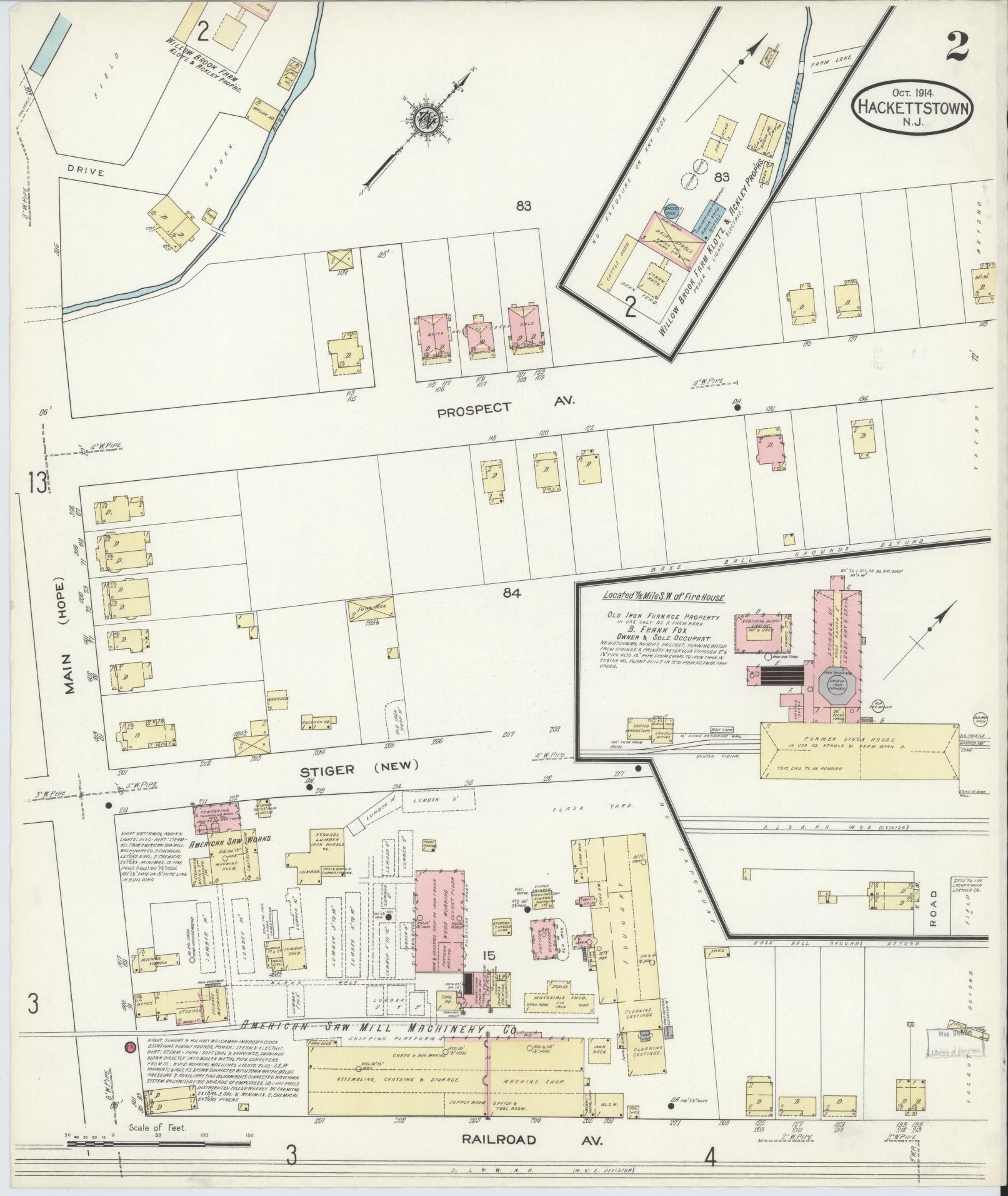 Sanborn Fire Insurance Map from Hackettstown, Warren County, New Jersey (1914), Sheet #0002 - Complete Map Set gallery image, historic Sanborn map, vintage wall art, New Jersey New Jersey