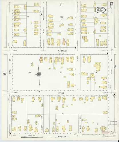 Sanborn Fire Insurance Map from Olean, Cattaraugus County, New York (1909), Sheet #0017 - Complete Map Set gallery image, historic Sanborn map, vintage wall art, New York New York