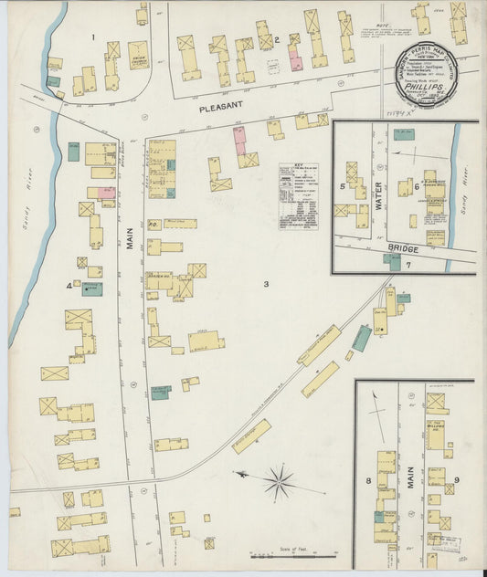 Sanborn Fire Insurance Map from Phillips, Franklin County, Maine (1892), Sheet #0001 - Historic Sanborn Fire Insurance Map Print, vintage old map wall art, antique decor, genealogy gift, Maine Maine map