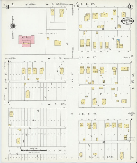 Sanborn Fire Insurance Map from Pawnee, Pawnee County, Oklahoma (1924), Sheet #0009 - Historic Sanborn Fire Insurance Map Print, vintage old map wall art, antique decor, genealogy gift, Oklahoma Oklahoma map
