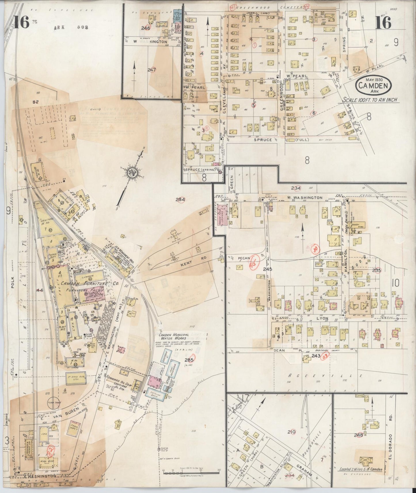 Sanborn Fire Insurance Map from Camden, Ouachita County, Arkansas (1948), Sheet #0016 - Complete Map Set gallery image, historic Sanborn map, vintage wall art, Arkansas Arkansas
