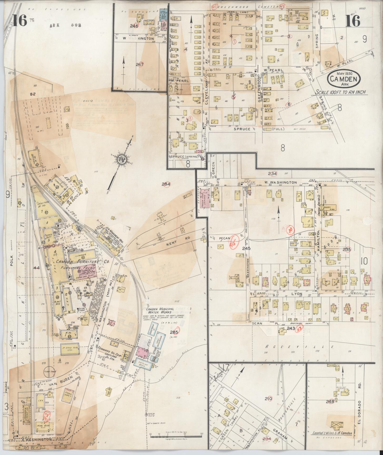 Sanborn Fire Insurance Map from Camden, Ouachita County, Arkansas (1948), Sheet #0016 - Complete Map Set gallery image, historic Sanborn map, vintage wall art, Arkansas Arkansas