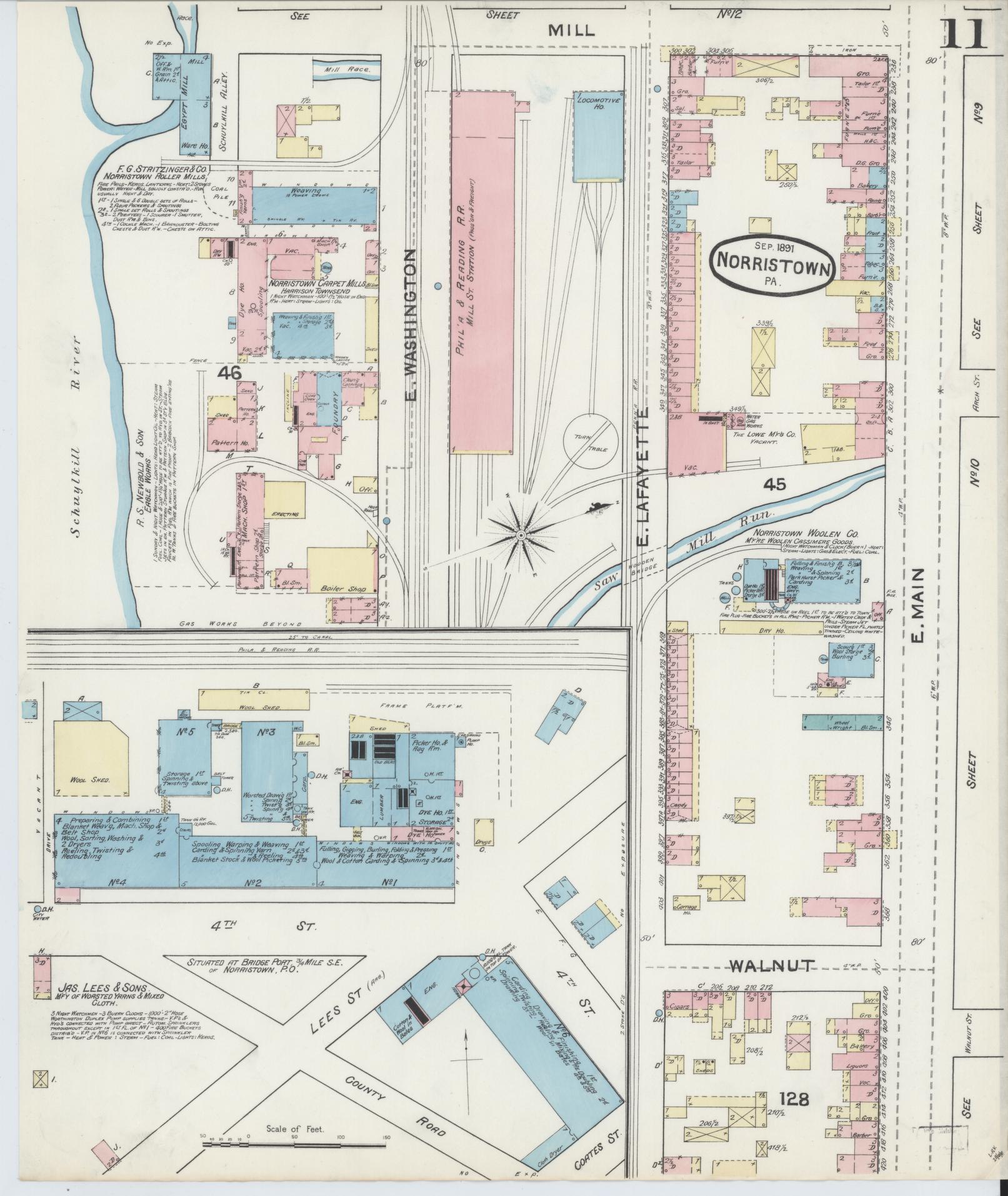 Sanborn Fire Insurance Map from Norristown, Montgomery County, Pennsylvania (1891), Sheet #0011 - Complete Map Set gallery image, historic Sanborn map, vintage wall art, Pennsylvania Pennsylvania