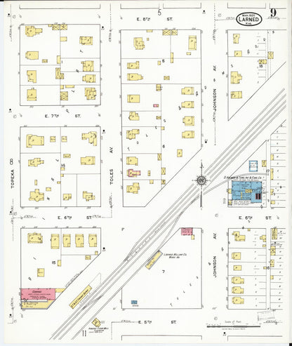 Sanborn Fire Insurance Map from Larned, Pawnee County, Kansas (1920), Sheet #0009 - Complete Map Set gallery image, historic Sanborn map, vintage wall art, Kansas Kansas