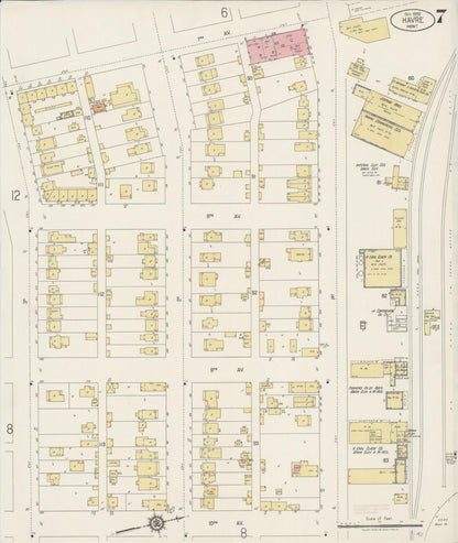 Sanborn Fire Insurance Map from Havre, Hill County, Montana (1920), Sheet #0007 - Complete Map Set gallery image, historic Sanborn map, vintage wall art, Montana Montana