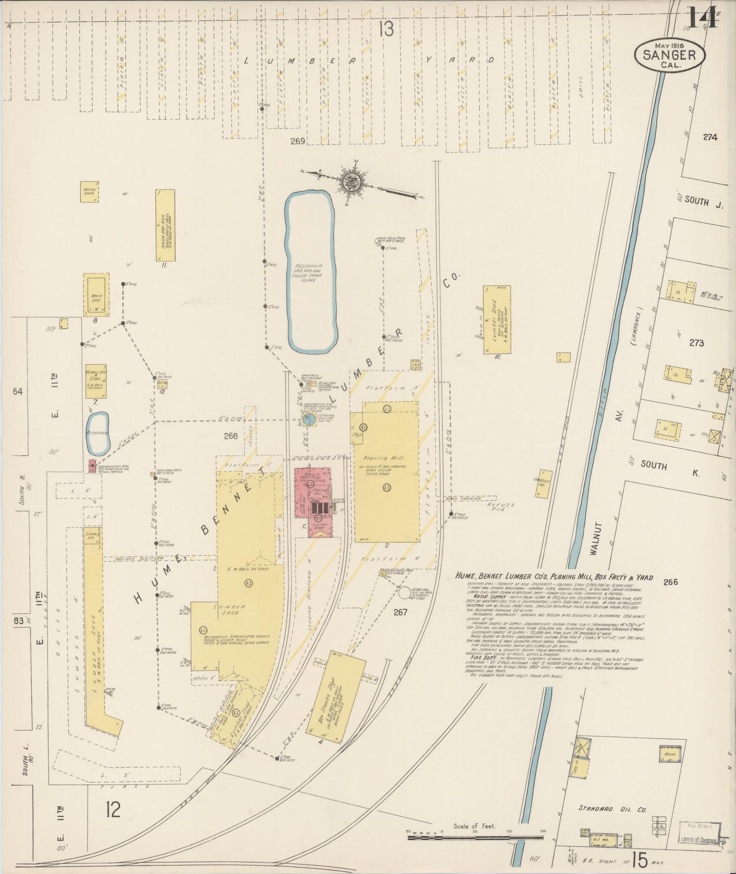 Sanborn Fire Insurance Map from Sanger, Fresno County, California (1916), Sheet #0014 - Complete Map Set gallery image, historic Sanborn map, vintage wall art, California California