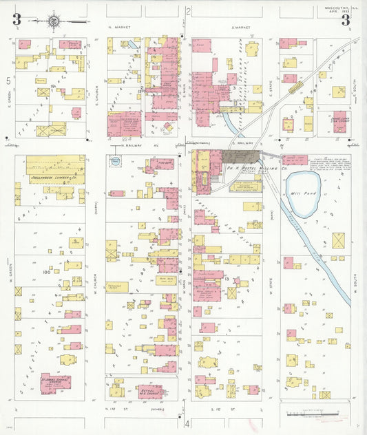 Sanborn Fire Insurance Map from Mascoutah, Saint Clair County, Illinois (1933), Sheet #0003 - Historic Sanborn Fire Insurance Map Print, vintage old map wall art, antique decor, genealogy gift, Illinois Illinois map