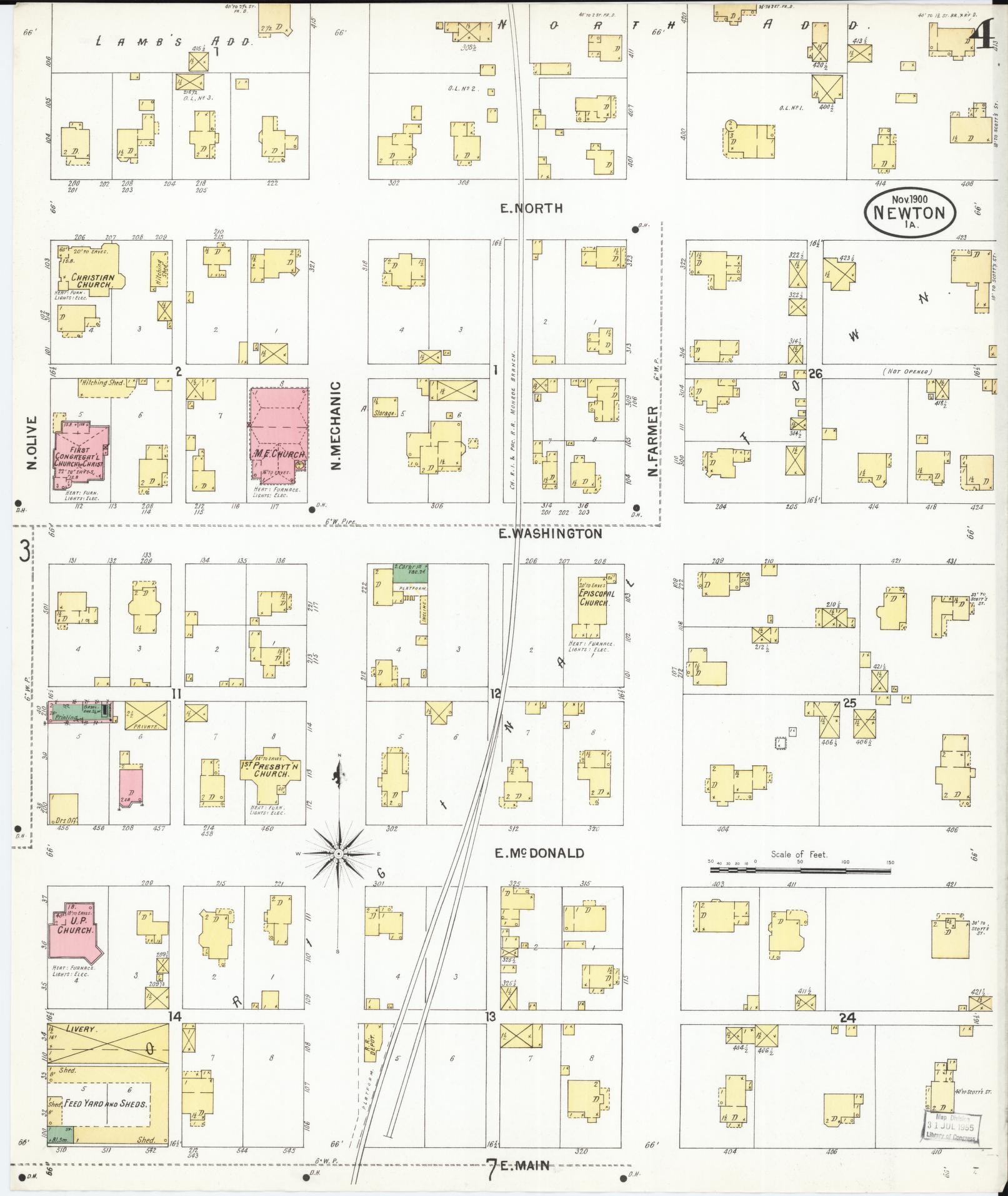 Sanborn Fire Insurance Map from Newton, Jasper County, Iowa (1900), Sheet #0004 - Historic Sanborn Fire Insurance Map Print