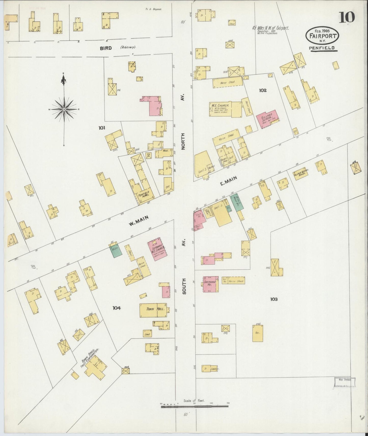 Sanborn Fire Insurance Map from Fairport, Monroe County, New York (1905), Sheet #0010 - Complete Map Set gallery image, historic Sanborn map, vintage wall art, New York New York