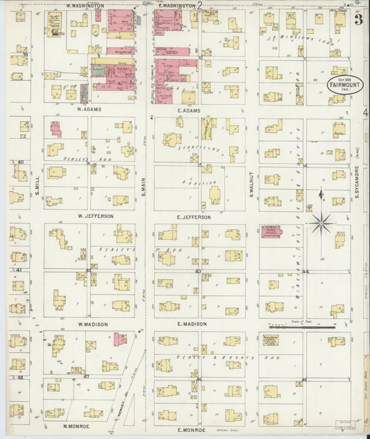 Sanborn Fire Insurance Map from Fairmount, Grant County, Indiana (1898), Sheet #0003 - Historic Sanborn Fire Insurance Map Print, vintage old map wall art, antique decor, genealogy gift, Indiana Indiana map