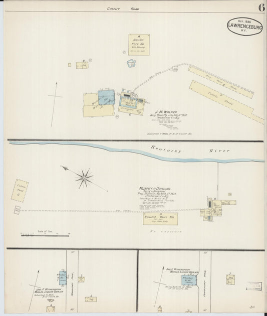 Sanborn Fire Insurance Map from Lawrenceburg, Anderson County, Kentucky (1886), Sheet #0006 - Historic Sanborn Fire Insurance Map Print, vintage old map wall art, antique decor, genealogy gift, Kentucky Kentucky map