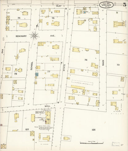 Sanborn Fire Insurance Map from Ukiah, Mendocino County, California (1893), Sheet #0005 - Complete Map Set gallery image, historic Sanborn map, vintage wall art, California California