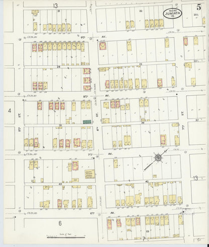Sanborn Fire Insurance Map from Juniata, Blair County, Pennsylvania (1910), Sheet #0005 - Historic Sanborn Fire Insurance Map Print, vintage old map wall art, antique decor, genealogy gift, Pennsylvania Pennsylvania map