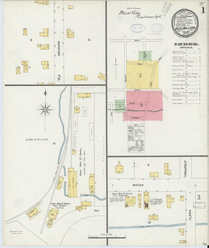 Sanborn Fire Insurance Map from Ovid, Seneca County, New York (1898), Sheet #0001 - Historic Sanborn Fire Insurance Map Print, vintage old map wall art, antique decor, genealogy gift, New York New York map