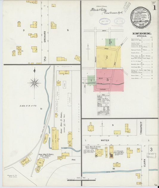 Sanborn Fire Insurance Map from Ovid, Seneca County, New York (1898), Sheet #0001 - Historic Sanborn Fire Insurance Map Print, vintage old map wall art, antique decor, genealogy gift, New York New York map