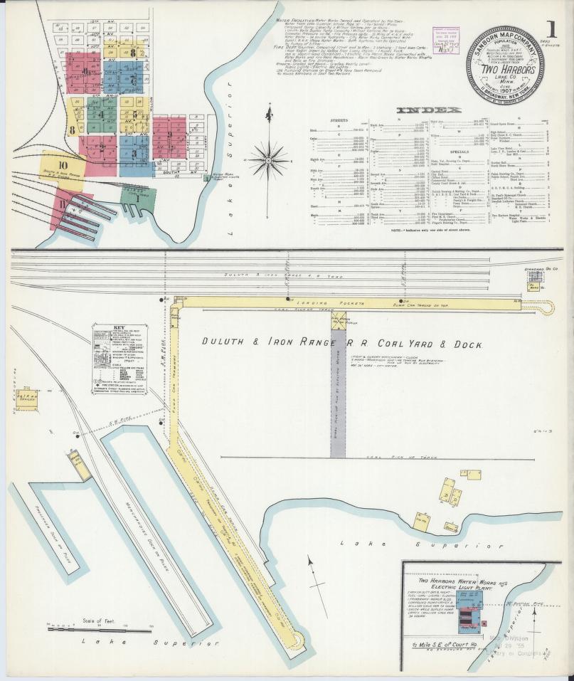 Sanborn Fire Insurance Map from Two Harbors, Lake County, Minnesota. (1907) – Map View