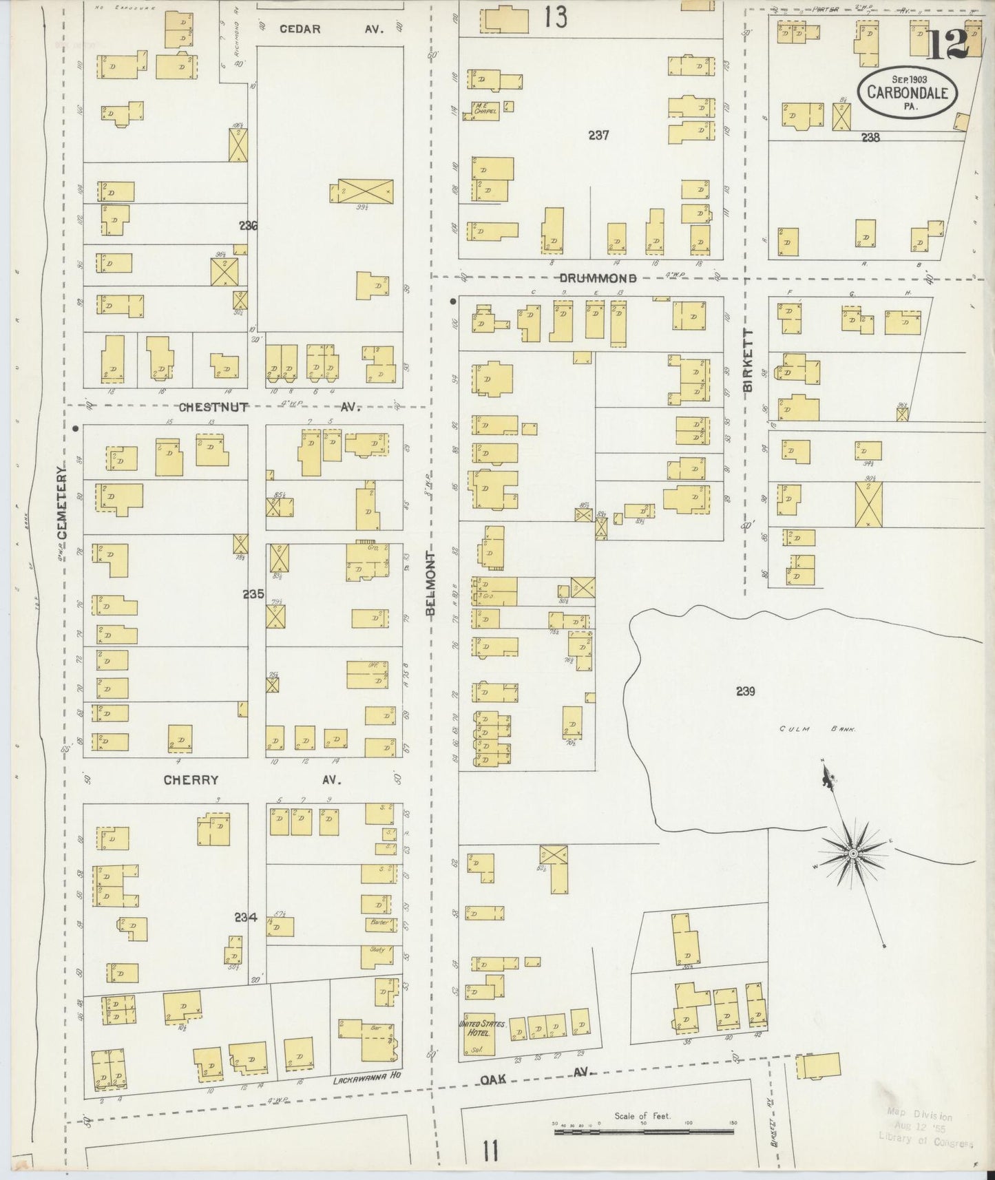Sanborn Fire Insurance Map from Carbondale, Lackawanna County, Pennsylvania (1903), Sheet #0012 - Historic Sanborn Fire Insurance Map Print, vintage old map wall art, antique decor, genealogy gift, Pennsylvania Pennsylvania map