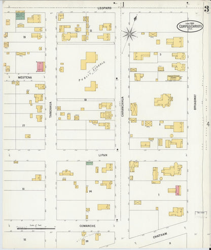 Sanborn Fire Insurance Map from Corpus Christi, Nueces County, Texas (1900), Sheet #0003 - Historic Sanborn Fire Insurance Map Print, vintage old map wall art, antique decor, genealogy gift, Texas Texas map