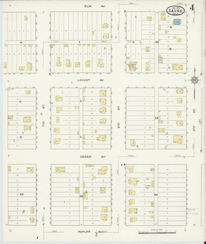 Sanborn Fire Insurance Map from Sayre, Beckham County, Oklahoma (1916), Sheet #0004 - Complete Map Set gallery image, historic Sanborn map, vintage wall art, Oklahoma Oklahoma