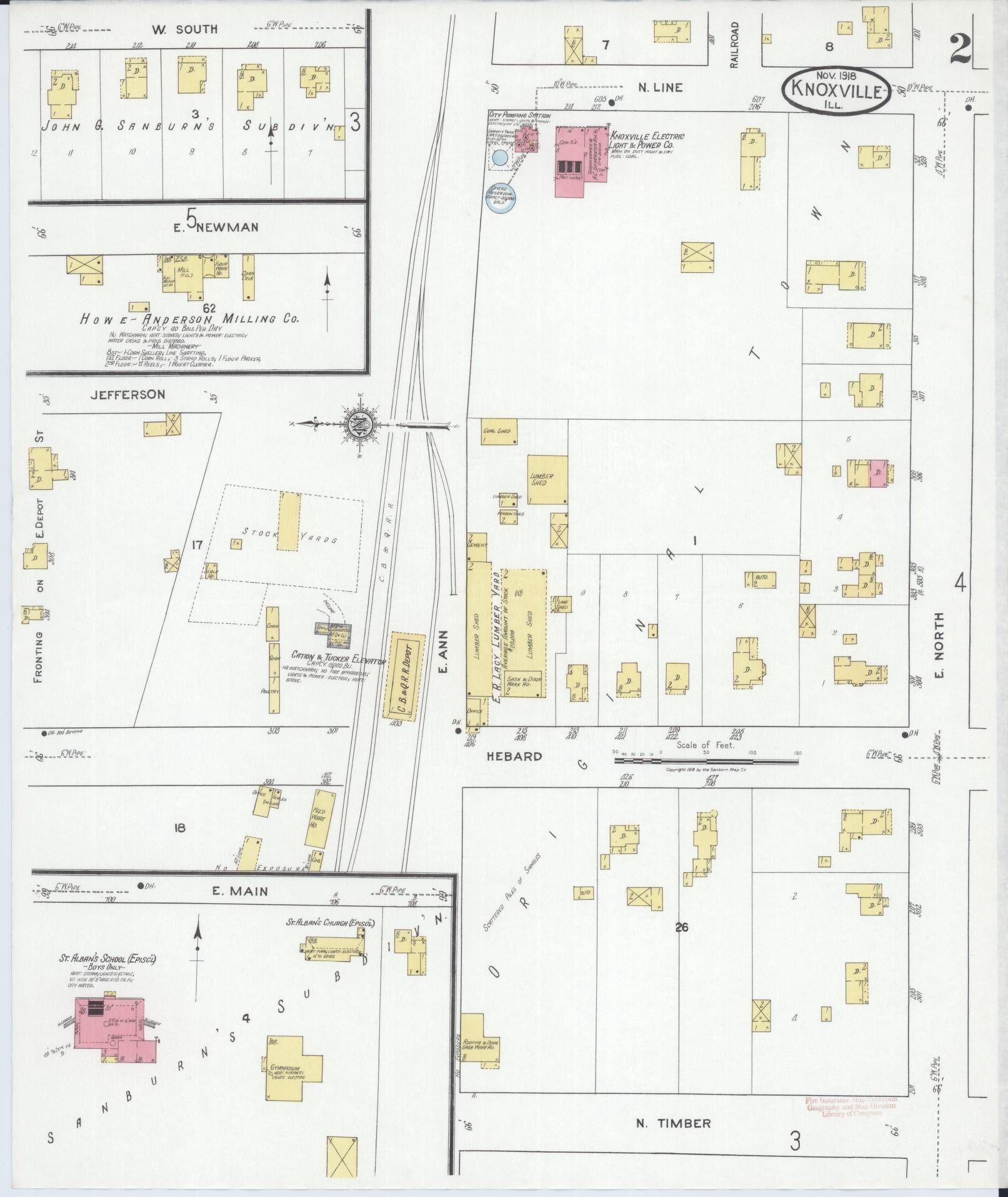 Sanborn Fire Insurance Map from Knoxville, Knox County, Illinois (1918), Sheet #0002 - Historic Sanborn Fire Insurance Map Print, vintage old map wall art, antique decor, genealogy gift, Illinois Illinois map