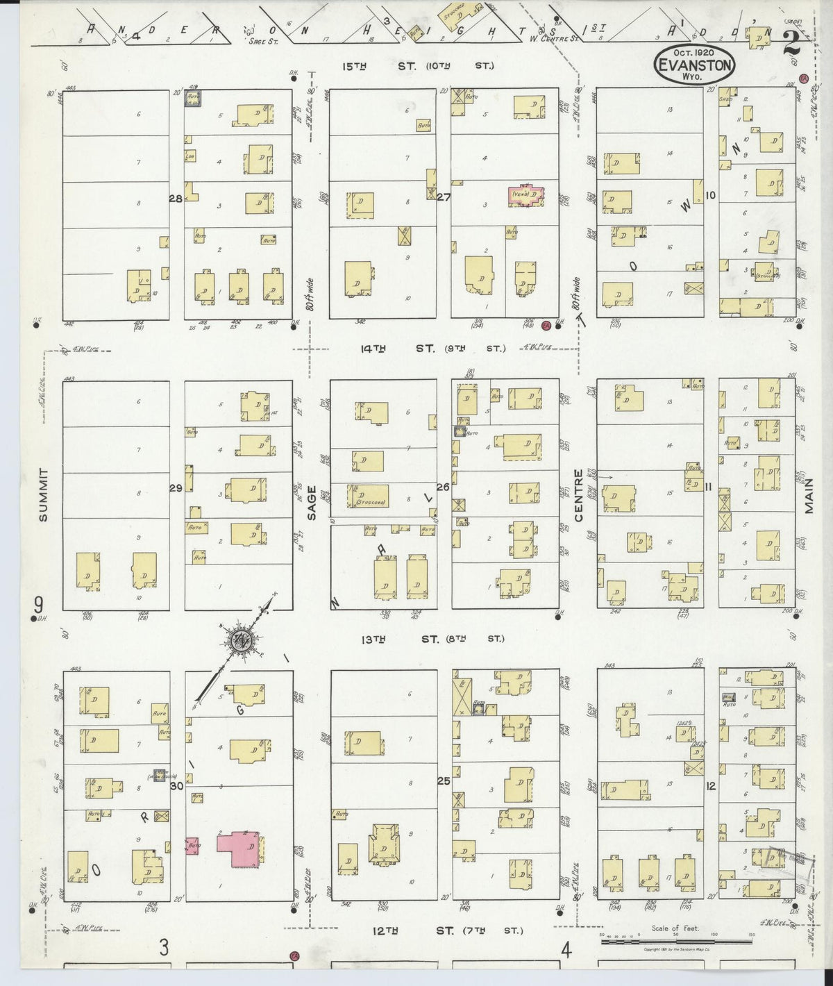Sanborn Fire Insurance Map from Evanston, Uinta County, Wyoming (1920), Sheet #0002 - Complete Map Set gallery image, historic Sanborn map, vintage wall art, Wyoming Wyoming