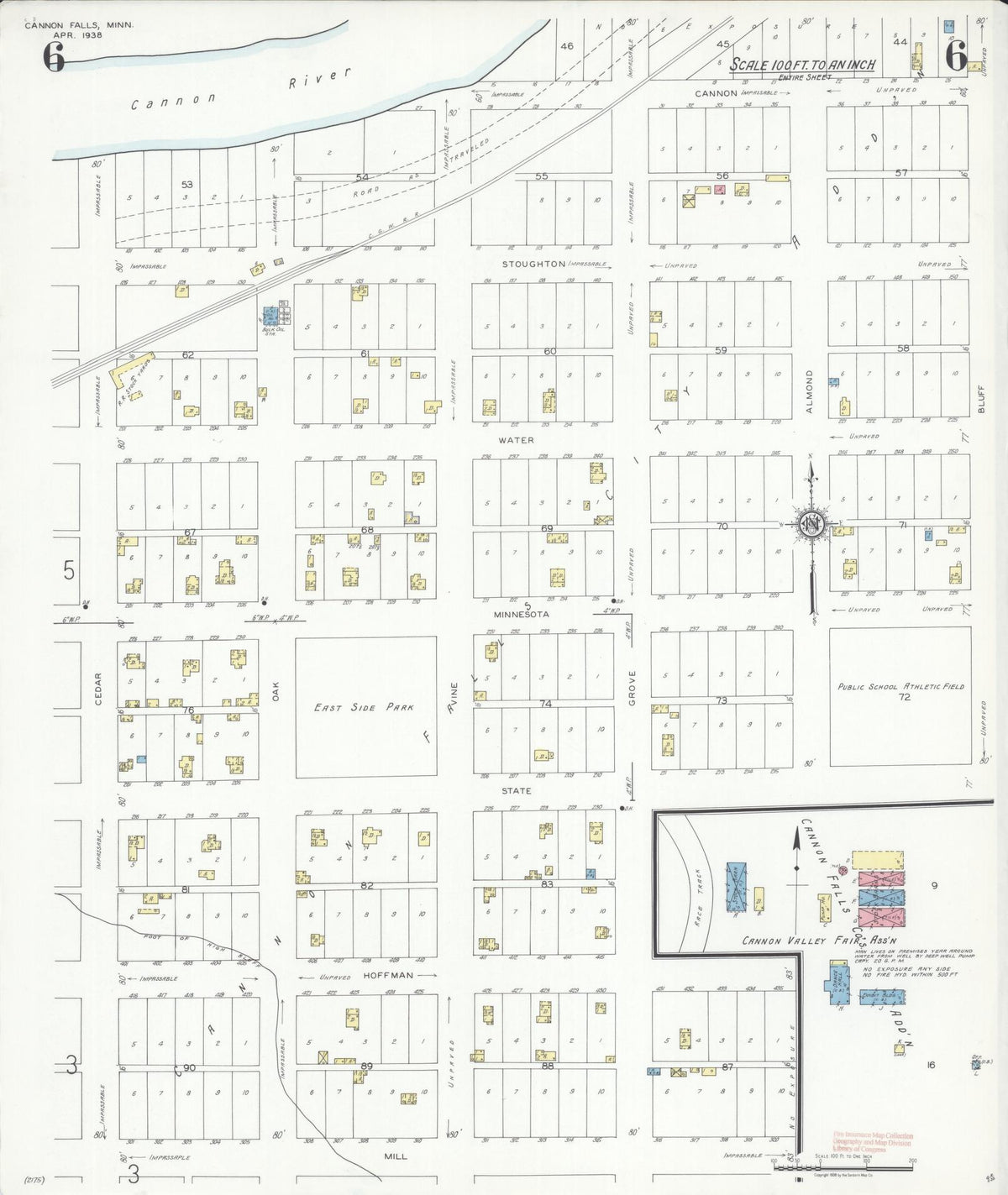 Sanborn Fire Insurance Map from Cannon Falls, Goodhue County, Minnesota (1938), Sheet #0006 - Complete Map Set gallery image, historic Sanborn map, vintage wall art, Minnesota Minnesota