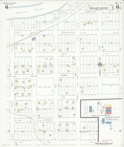 Sanborn Fire Insurance Map from Cannon Falls, Goodhue County, Minnesota (1938), Sheet #0006 - Complete Map Set gallery image, historic Sanborn map, vintage wall art, Minnesota Minnesota