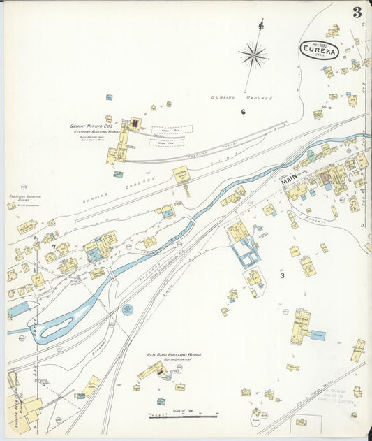 Sanborn Fire Insurance Map from Eureka, Juab County, Utah (1890), Sheet #0003 - Historic Sanborn Fire Insurance Map Print, vintage old map wall art, antique decor, genealogy gift, Utah Utah map