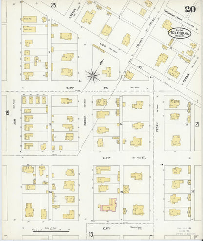 Sanborn Fire Insurance Map from Texarkana, Bowie County, Texas (1905), Sheet #0020 - Complete Map Set gallery image, historic Sanborn map, vintage wall art, Texas Texas