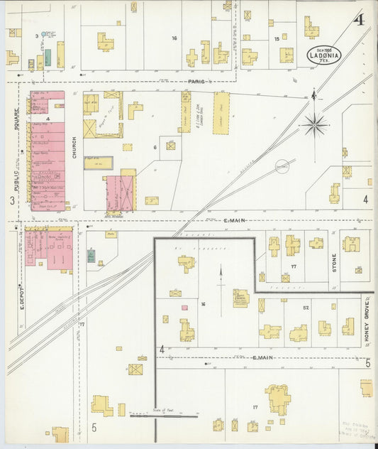 Sanborn Fire Insurance Map from Ladonia, Fannin County, Texas (1905), Sheet #0004 - Historic Sanborn Fire Insurance Map Print, vintage old map wall art, antique decor, genealogy gift, Texas Texas map