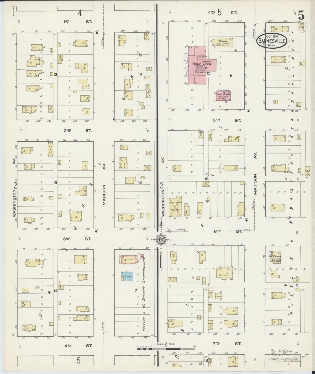 Sanborn Fire Insurance Map from Barnesville, Clay County, Minnesota (1914), Sheet #0005 - Historic Sanborn Fire Insurance Map Print, vintage old map wall art, antique decor, genealogy gift, Minnesota Minnesota map