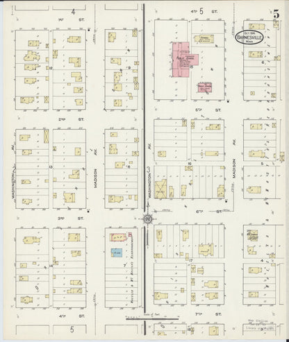 Sanborn Fire Insurance Map from Barnesville, Clay County, Minnesota (1914), Sheet #0005 - Historic Sanborn Fire Insurance Map Print, vintage old map wall art, antique decor, genealogy gift, Minnesota Minnesota map