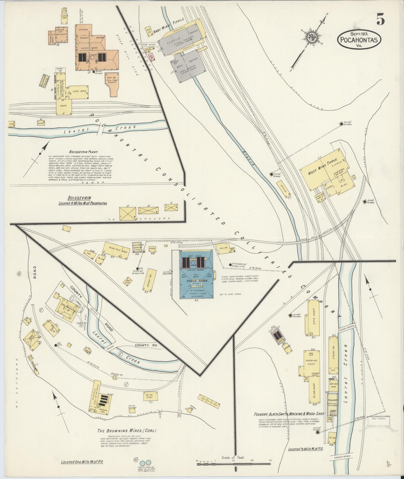Sanborn Fire Insurance Map from Pocahontas, Tazewell County, Virginia (1913), Sheet #0005 - Complete Map Set gallery image, historic Sanborn map, vintage wall art, Virginia Virginia