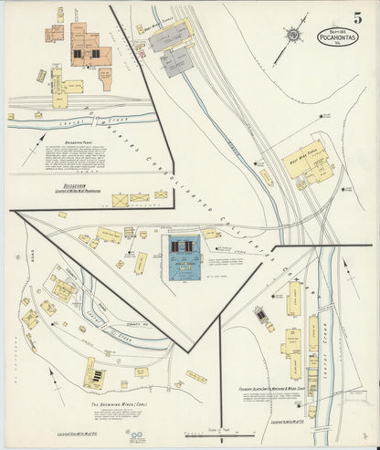 Sanborn Fire Insurance Map from Pocahontas, Tazewell County, Virginia (1913), Sheet #0005 - Complete Map Set gallery image, historic Sanborn map, vintage wall art, Virginia Virginia