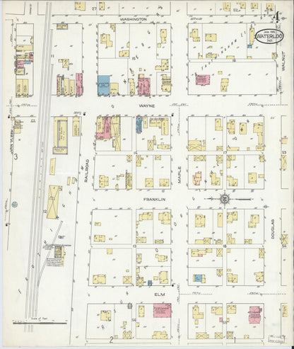 Sanborn Fire Insurance Map from Waterloo, De Kalb County, Indiana (1914), Sheet #0004 - Historic Sanborn Fire Insurance Map Print, vintage old map wall art, antique decor, genealogy gift, Indiana Indiana map