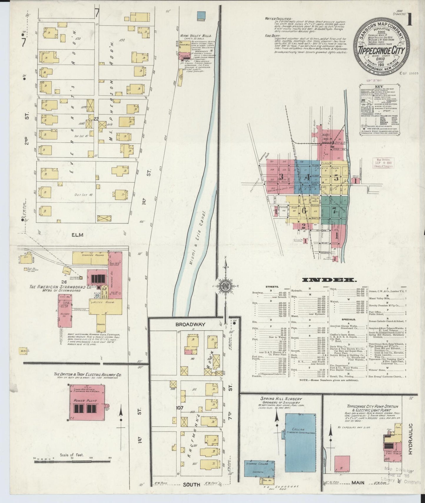Sanborn Fire Insurance Map from Tipp City, Miami County, Ohio (1911), Sheet #0001 - Complete Map Set gallery image, historic Sanborn map, vintage wall art, Ohio Ohio